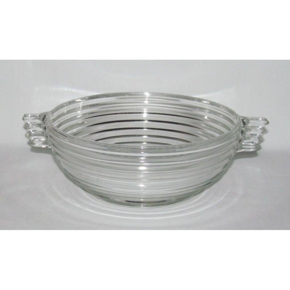 Anchor Hocking MANHATTAN Horizontal Ribbed Crystal Medium Two-Handled Salad Bowl - Picture 1 of 3